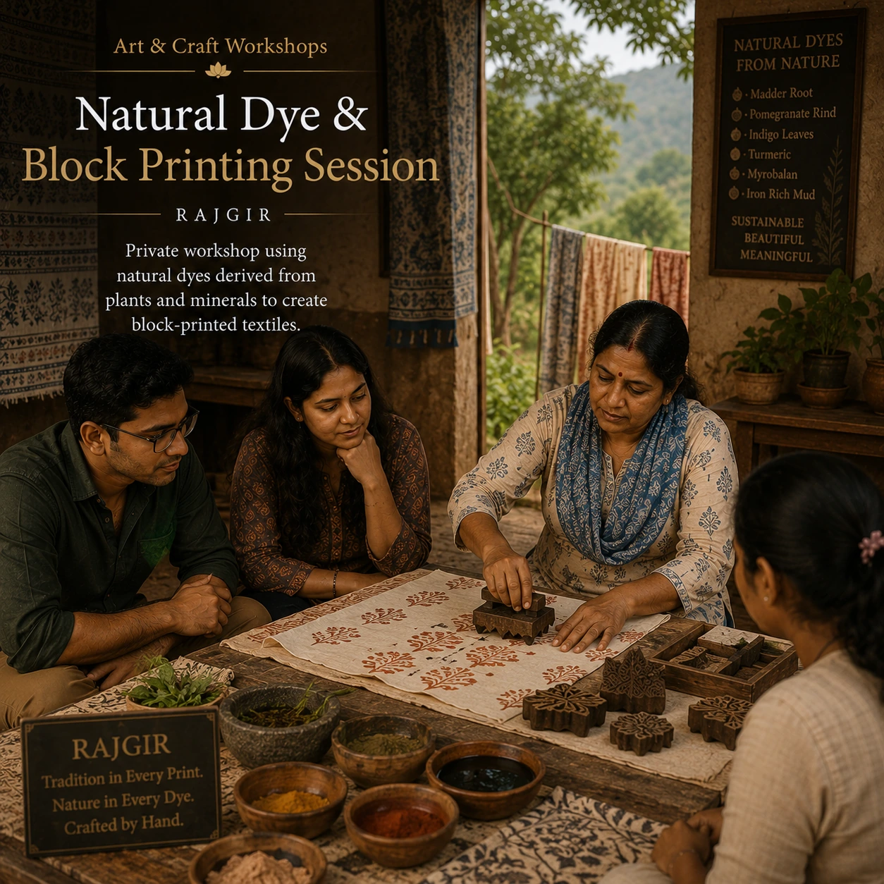 Natural Dye & Block Printing Session